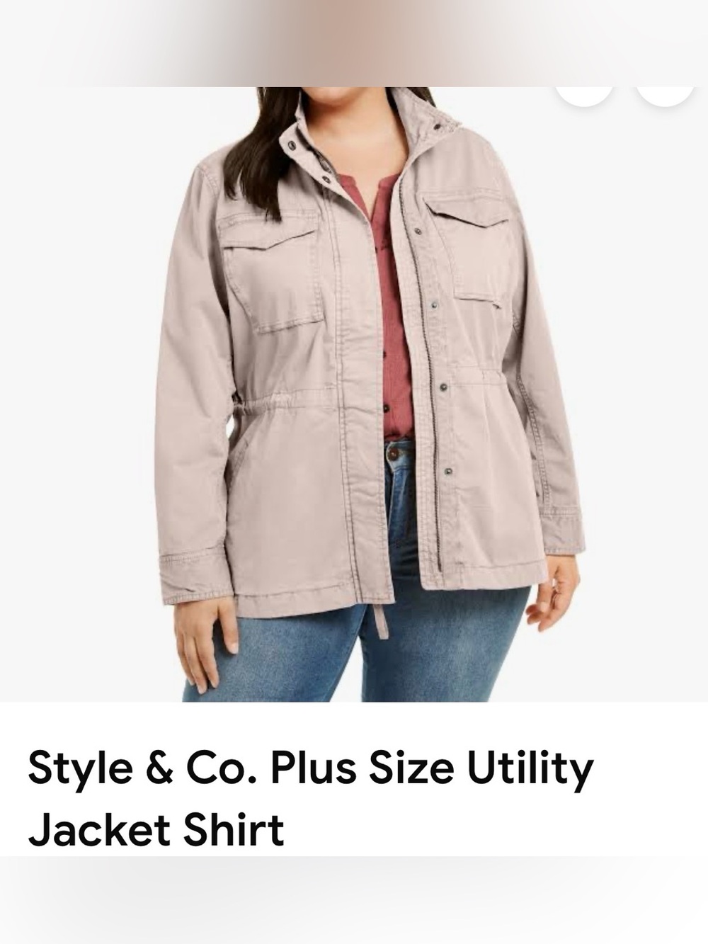 Style & Co. Plus Size Utility Jacket in Army Green 2X
